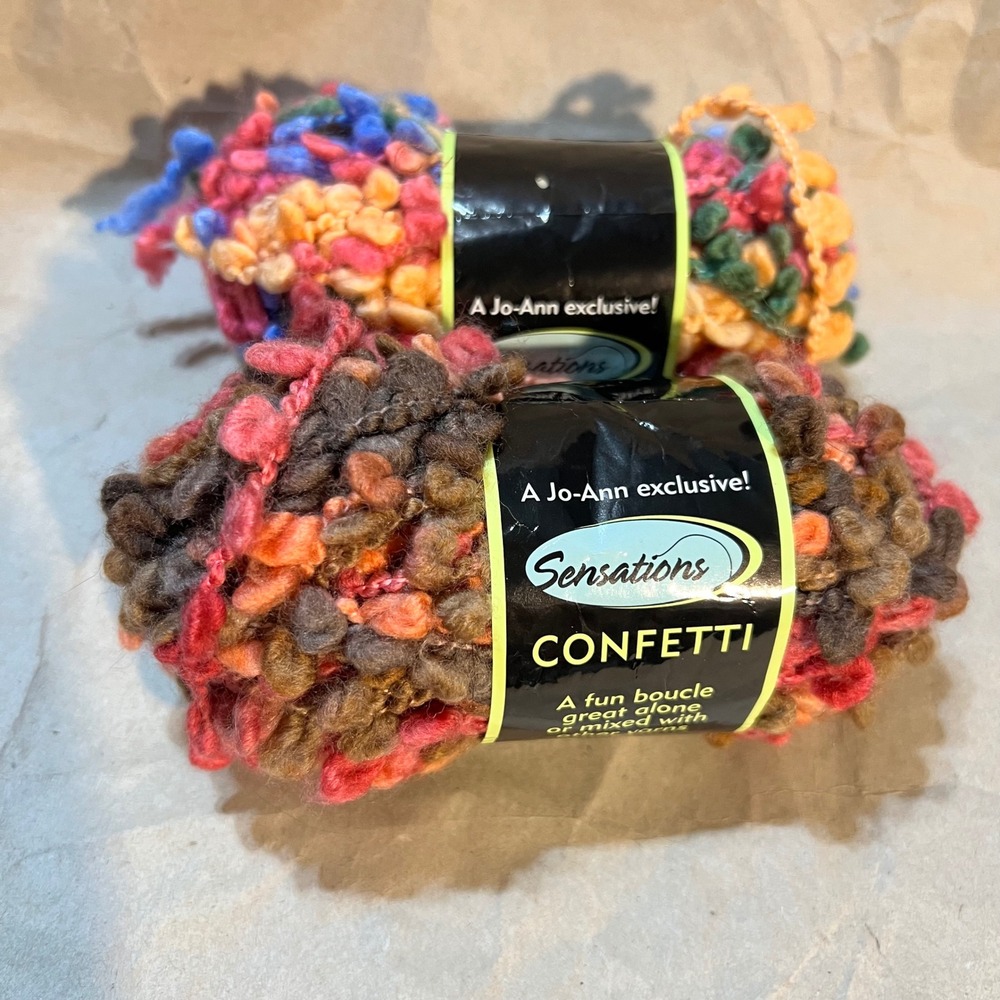 Sensations 2 Skeins Confetti Boucle Yarn Multicolor Wool Blend 599 Lot 333